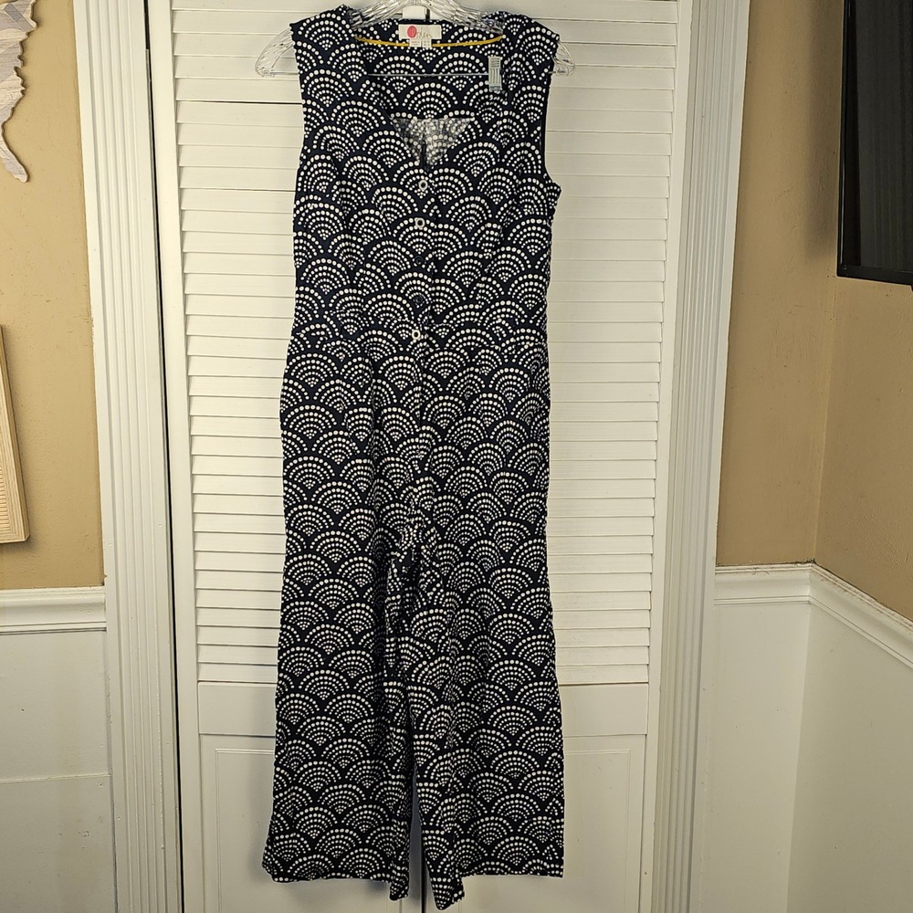 Boden Womens Navy‎ Geometric Shell Rainbow Dot Wide Leg Jumpsuit 6 - NO BELT